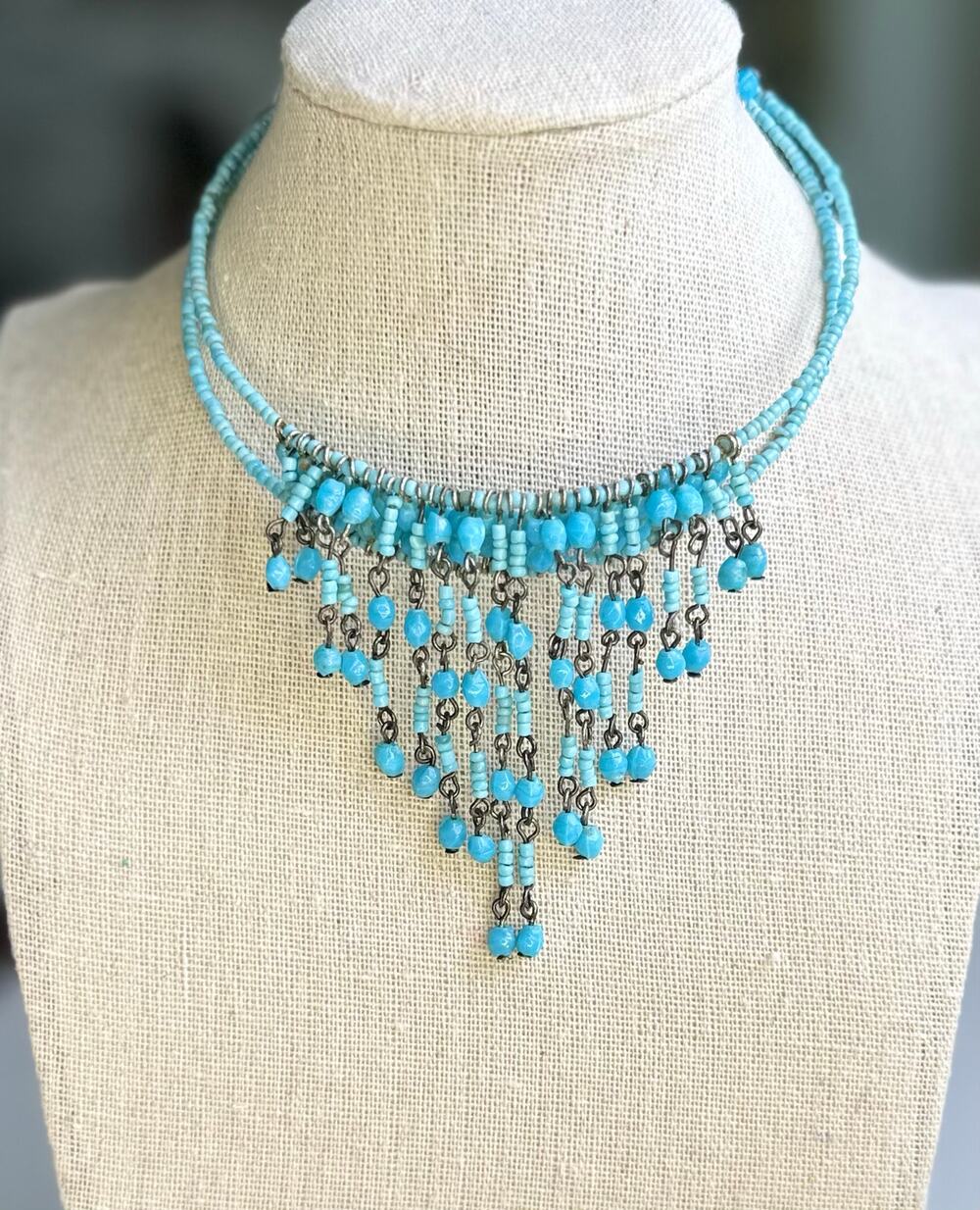 Turquoise Beaded Icicle Necklace